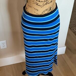 Aerie Blue and Black Striped Maxi Skirt